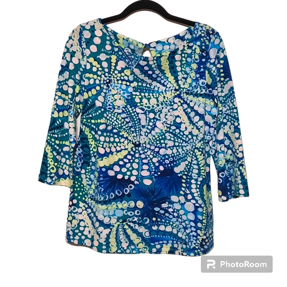 LILLY PULITZER Waverly Top Bright Navy A Jungle In Here Small LNC - Picture 4 of 11